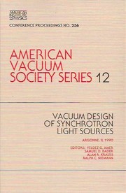 Front cover of Vacuum design of synchrotron light sources by Yeldez G. Amer