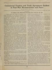 Front cover of Commercial treaties and trade agreements incident to post-war reconstruction and peace by Fred Brown Whitney