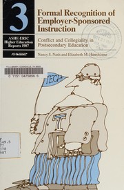 Front cover of Formal recognition of employer-sponsored instruction by Nancy S. Nash
