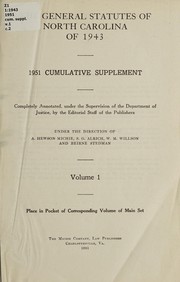 Front cover of The general statutes of North Carolina of 1943 by North Carolina