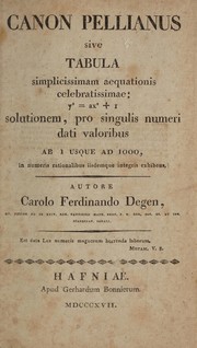 Cover of Canon Pellianus by Carl Ferdinand Degen