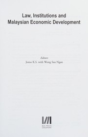 Cover of Law, institutions, and Malaysian economic development by Jomo K. S.