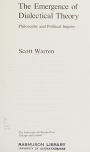 Front cover of The Emergence of Dialectical Theory by Scott Warren