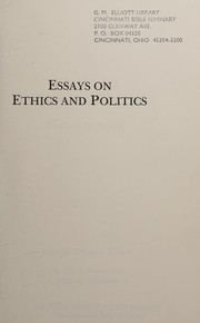 Front cover of Essays on ethics and politics by Gordon Haddon Clark