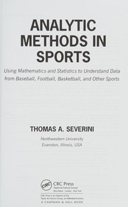 Cover of Analytic Methods in Sports by Thomas A. Severini
