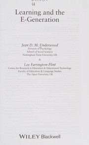 Cover of Learning and the E-Generation by Jean D. M. Underwood