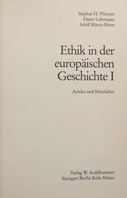 Cover of Ethik in der europäischen Geschichte by Stephan H. Pfürtner