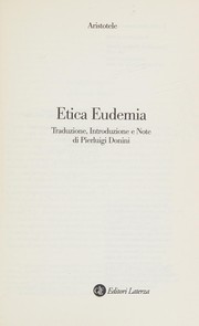 Cover of Etica Eudemia by Aristotle