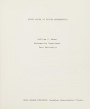 Cover of Study guide to finite mathematics by William J. Adams
