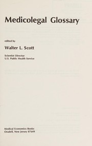 Front cover of Medicolegal glossary by Walter L. Scott