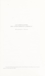 Front cover of Limitaciones Conocimiento Juridico by Agustin G. Alejandro Nieto