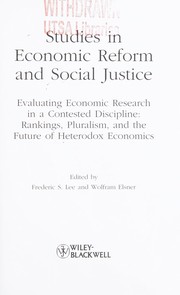 Front cover of Studies in economic reform and social justice by Lee, Frederic S.