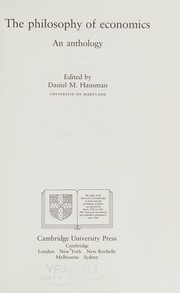 Front cover of The Philosophy of economics by Daniel M. Hausman