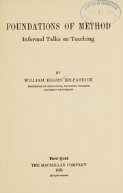 Cover of Foundations of method by William Heard Kilpatrick