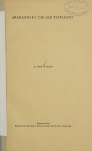 Cover of Aramaisms in the Old Testament ... by Robert Dick Wilson