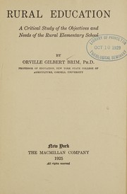 Front cover of Rural education by Orville Gilbert Brim