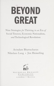 Front cover of BEYOND GREAT by BHATTACHARYA, ARINDAM. LANG, NIKOLAUS. HEMERLING, JIM