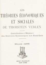 Cover of Les théories économiques et sociales de Thorstein Veblen by William Jaffé
