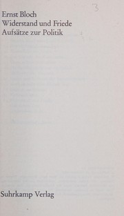 Cover of Widerstand und Friede by Ernst Bloch