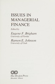 Front cover of Issues in managerial finance by Eugene F. Brigham