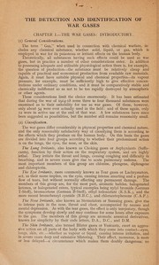 Front cover of The detection and identification of war gases by Great Britain. Ministry of Home Security