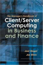 Cover of The manager's handbook of client/server computing in business and finance by Joel G. Siegel