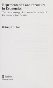 Front cover of Representation and structure in economics by Hsiang-Ke Chao