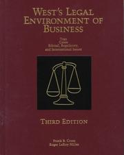 Cover of West's legal environment of business by Cross, Frank B.