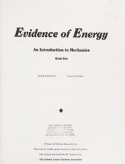 Front cover of Evidence of energy by Jack E. Gartrell