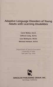 Cover of Adaptive language disorders of young adults with learning disabilities by Carol Weller