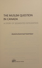 Cover of Muslim Question in Canada by Abdolmohammad Kazemipur