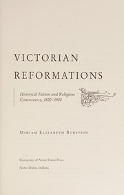 Front cover of Victorian Reformations by Miriam Elizabeth Burstein