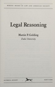 Cover of Legal reasoning by Martin P. Golding