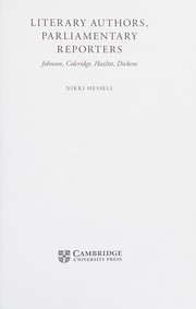 Front cover of Literary authors, parliamentary reporters by Nikki Hessell