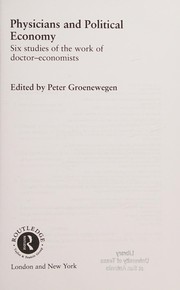 Cover of Physicians and political economy by Peter D. Groenewegen
