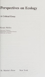 Cover of Perspectives on ecology by Koula Mellos
