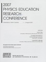 Front cover of 2007 Physics Education Research Conference by Physics Education Research Conference (2007 Greensboro, N. C.)