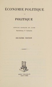 Front cover of Economie Politique Et Politique Edition by Barthelemy Enfantin
