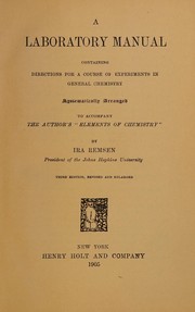 Front cover of A laboratory manual by Ira Remsen