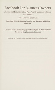 Front cover of Facebook for Business Owners by Tom Corson-Knowles
