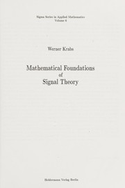 Front cover of Mathematical foundations of signal theory by Werner Krabs