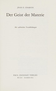 Front cover of Der Geist der Materie by Charon, Jean E.