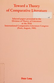 Cover of Toward a theory of comparative literature by International Comparative Literature Association. Congress