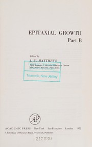 Cover of Epitaxial Growth by J. W. Matthews