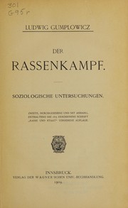 Cover of Der Rassenkampf by Ludwig Gumplowicz