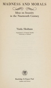 Cover of Madness and morals by Vieda Skultans