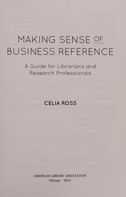 Front cover of Making sense of business reference by Celia Ross