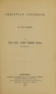 Front cover of Christian sociology by John Peden Bell