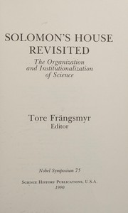 Front cover of Solomon's house revisited by Nobel Symposium (75th 1989 Stockholm, Sweden)