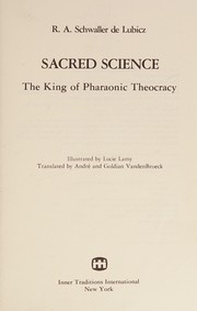Front cover of Sacred science by René-Adolphe Schwaller de Lubicz
